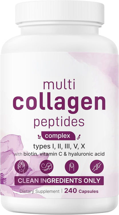 Micro Ingredients Multi Collagen Peptides Pills, 240 Capsules