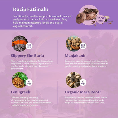 Vaginal Moisturizer, Kacip Fatimah, Manjakani & Slippery Elm, 60 Capsules