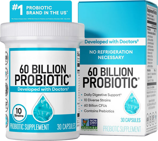 60 billion CFU probiotic bottle with its carton
