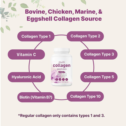 Micro Ingredients Multi Collagen Peptides Pills, 240 Capsules