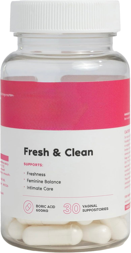 Her Fantasy Box | Fresh & Clean – Boric Acid for pH Balance, Odor Control & Comfort – 30 Count