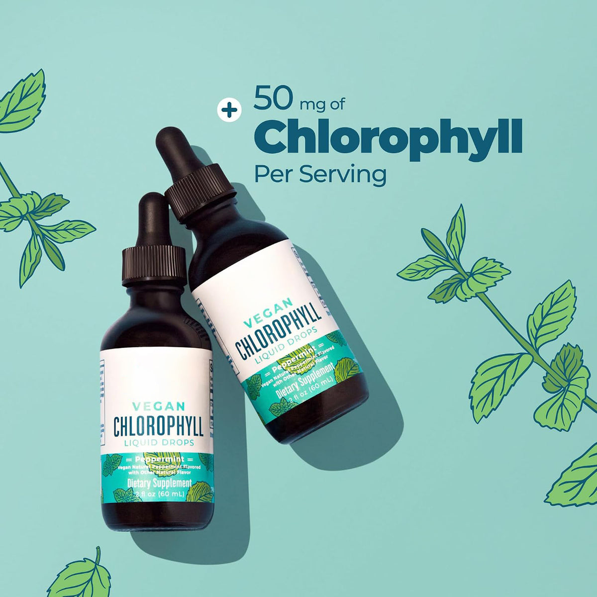MaryRuth's Chlorophyll Liquid Drops, Delicious Minty Flavor, Vegan, 2 Fl Oz