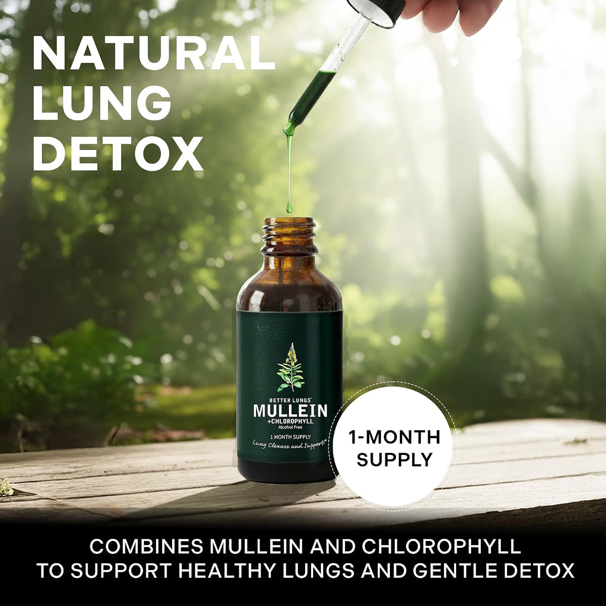 Betterbrand Mullein Drops, Alchohol-Free Lung Detox with Chlorophyll