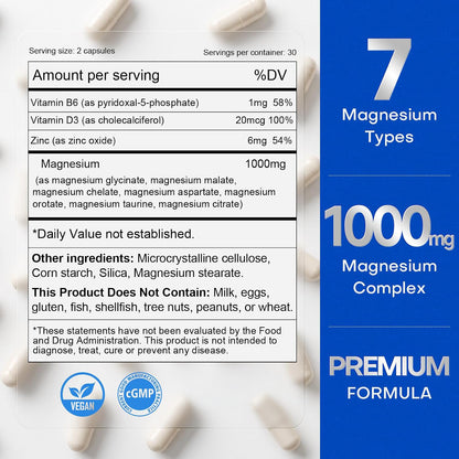 Magnesium 7 Complex Supplement, 7 Forms of Magnesium for Sleep & Muscle
