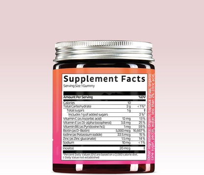 Supplement Facts panel for the biotin gummies
