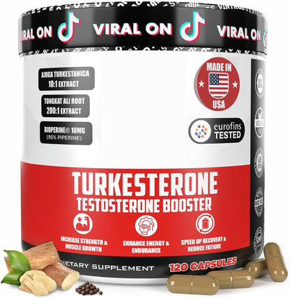 Old School Labs Testosterone Supplement for Men – Turkesterone, 120 Caps