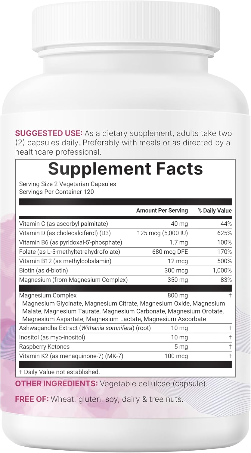 Supplement Facts panel for the women's magnesium complex