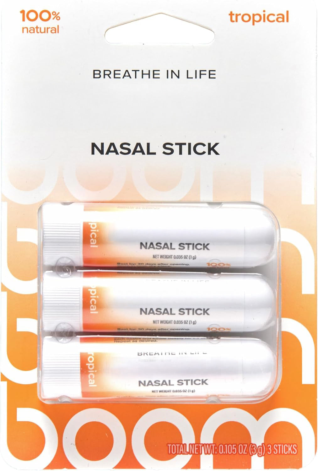 BoomBoom Nasal Stick, Essential Oils + Menthol Inhaler, Variety 4 Pack