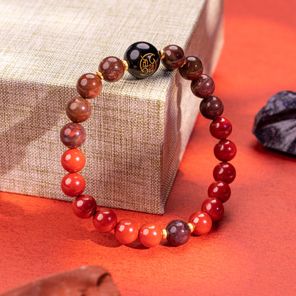 Steady Guard crafted with agate and cinnabar Agate Cinnabar for bring protection