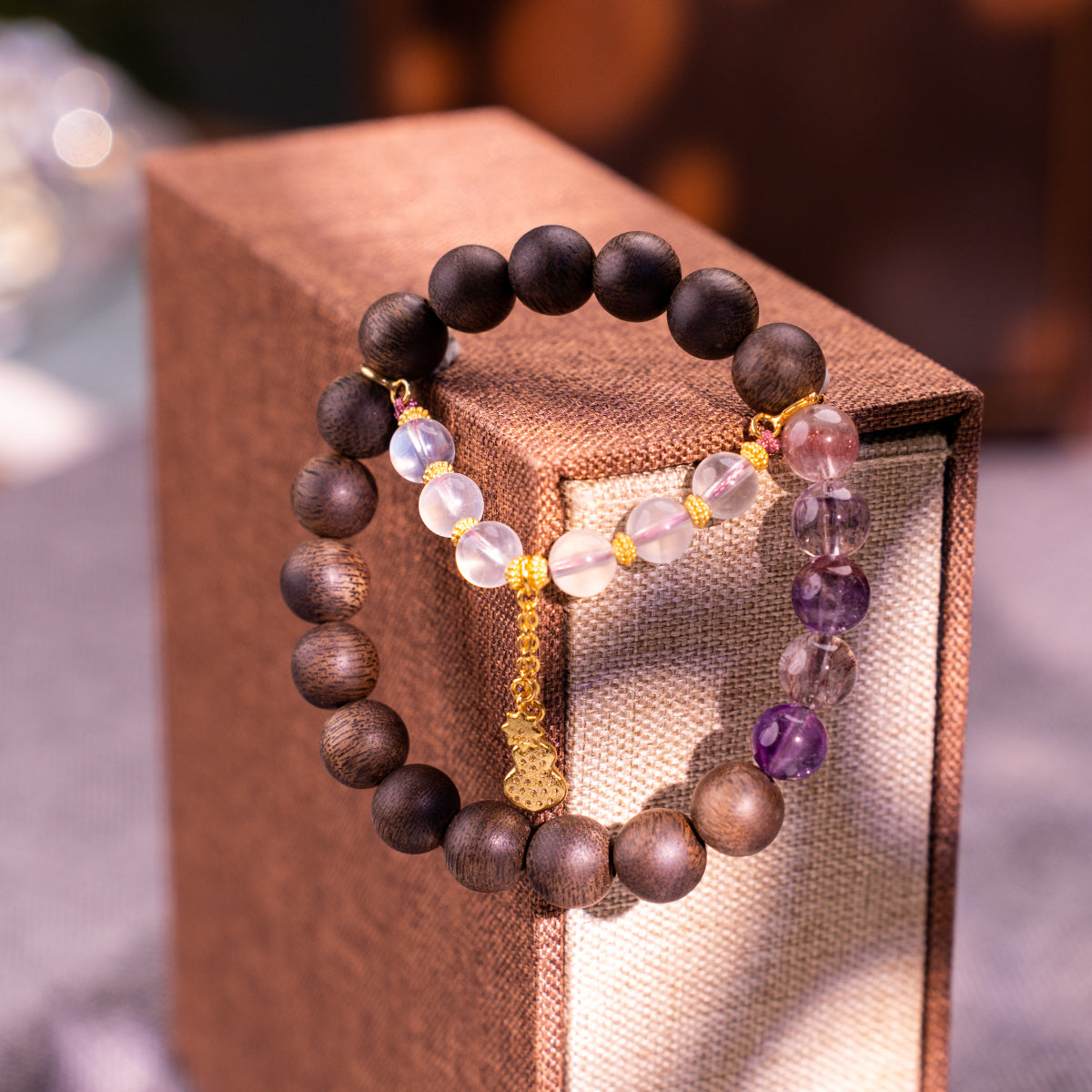 Agarwood & Crystal Bracelet Calm Compass Agarwood Crystal for attract luck