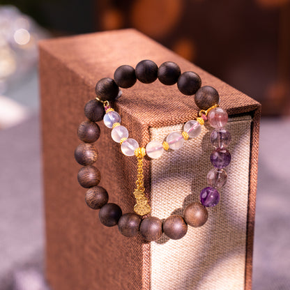 Agarwood & Crystal Bracelet Calm Compass Agarwood Crystal for attract luck