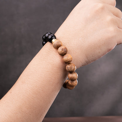 Agarwood & Obsidian Bracelet Calm Compass Agarwood Obsidian for emotional healing