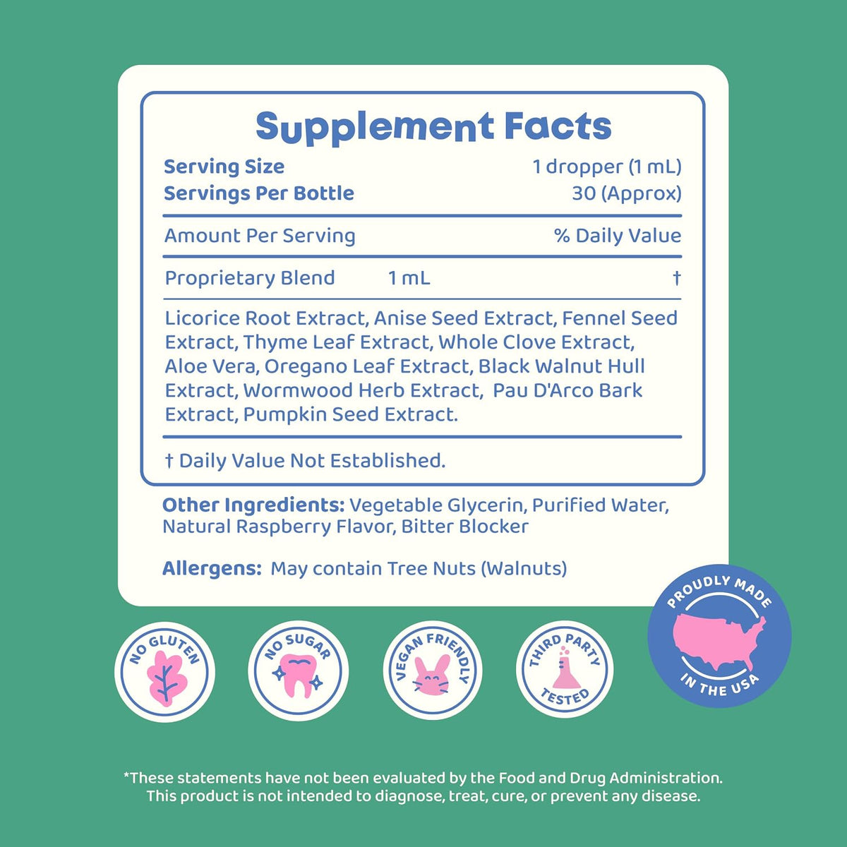 JoySpring ParaPatrol Kids Gut Cleanse Drops, Black Walnut, 30 Servings