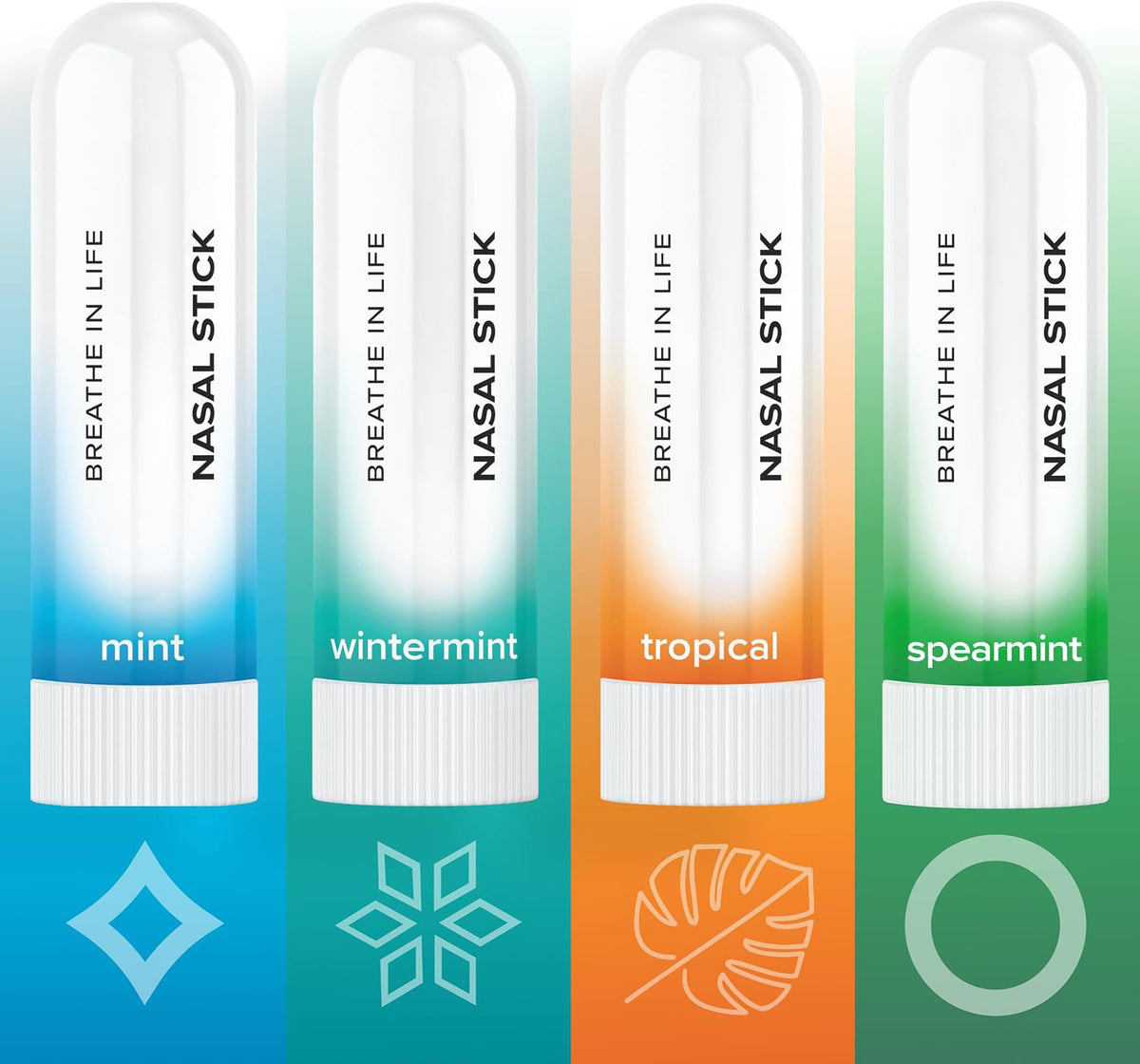 BoomBoom Nasal Stick, Essential Oils + Menthol Inhaler, Variety 4 Pack