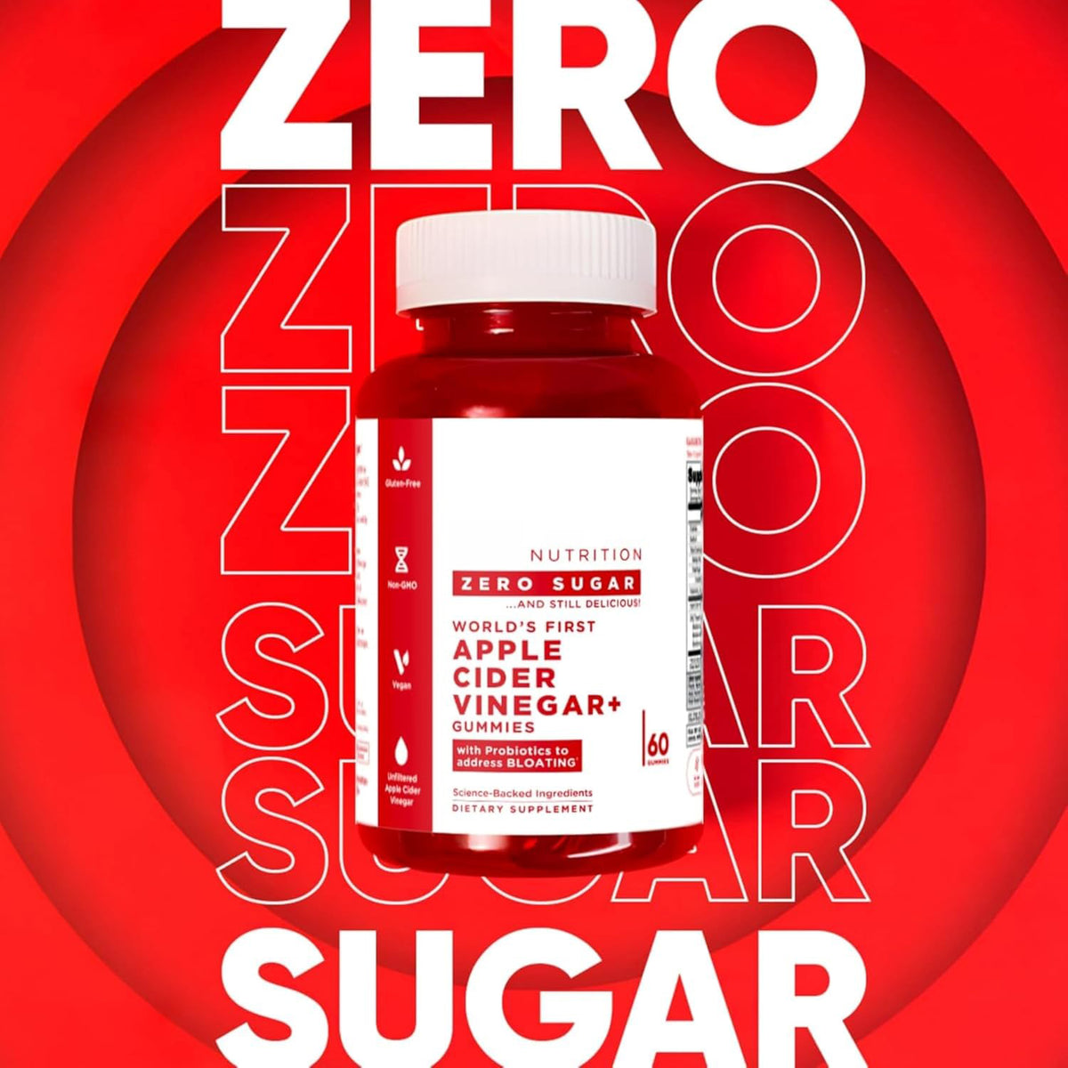 Goli Zero Sugar Apple Cider Vinegar Gummies - ACV with Vitamin B12 and Probiotics - No Sugar Alcohols - Vegan, Keto-Friendly, Gluten-Free
