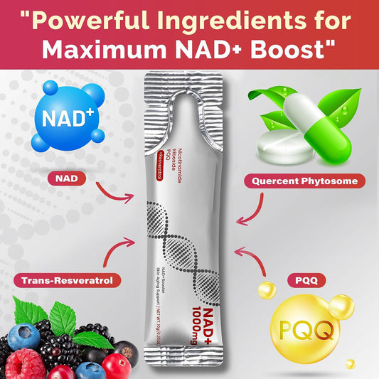 zooone- NAD+ Supplement 30pcs, Premium Nicotinamide Riboside & Resveratrol, DNA Repair & Healthy Aging， Advanced NAD Supplement for Men & Women, Boosts Cellular Energy.