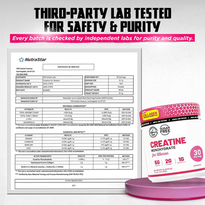 Old School Labs Creatine for Women with Collagen and BCAA, Unflavored