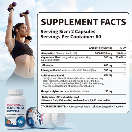 Supplement Facts panel for the 15-in-1 magnesium complex
