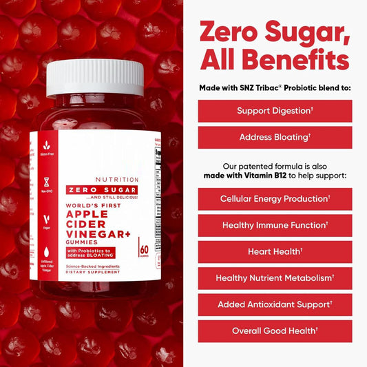 Goli Zero Sugar Apple Cider Vinegar Gummies - ACV with Vitamin B12 and Probiotics - No Sugar Alcohols - Vegan, Keto-Friendly, Gluten-Free