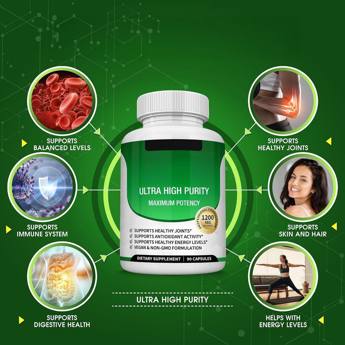 Toplux Moringa Capsules 1200mg – Pure Moringa Powder High Potency Leaf Extract Green Superfood Rich in Antioxidant, for Energy & Immune Support, Vegan Non-GMO 90 Capsules