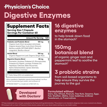 Daily routine graphic with the probiotic and enzyme bottles