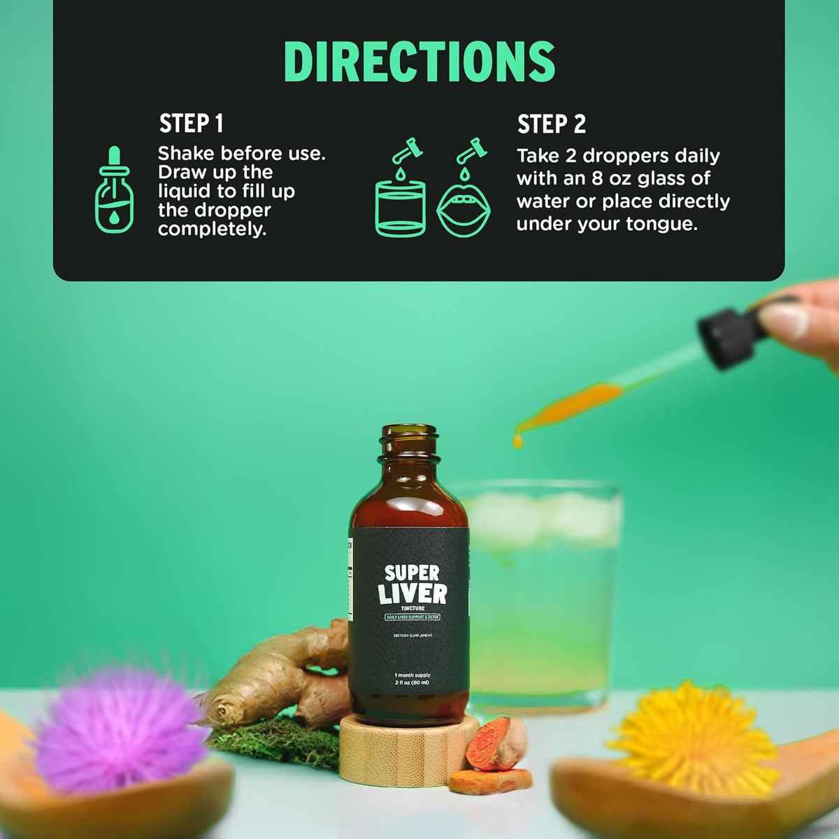 Two-step directions for taking the herbal drops
