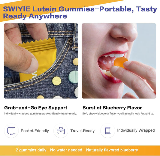 Lutein Gummies – Eye Vitamin and Mineral Supplement with 20mg Lutein & 4mg Zeaxanthin – Gummy Vitamins for Eye Health Support – Naturally Flavored, 60 Gummies