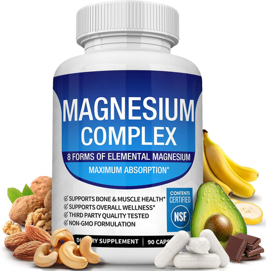 Eight-form magnesium complex bottle with 90 capsules