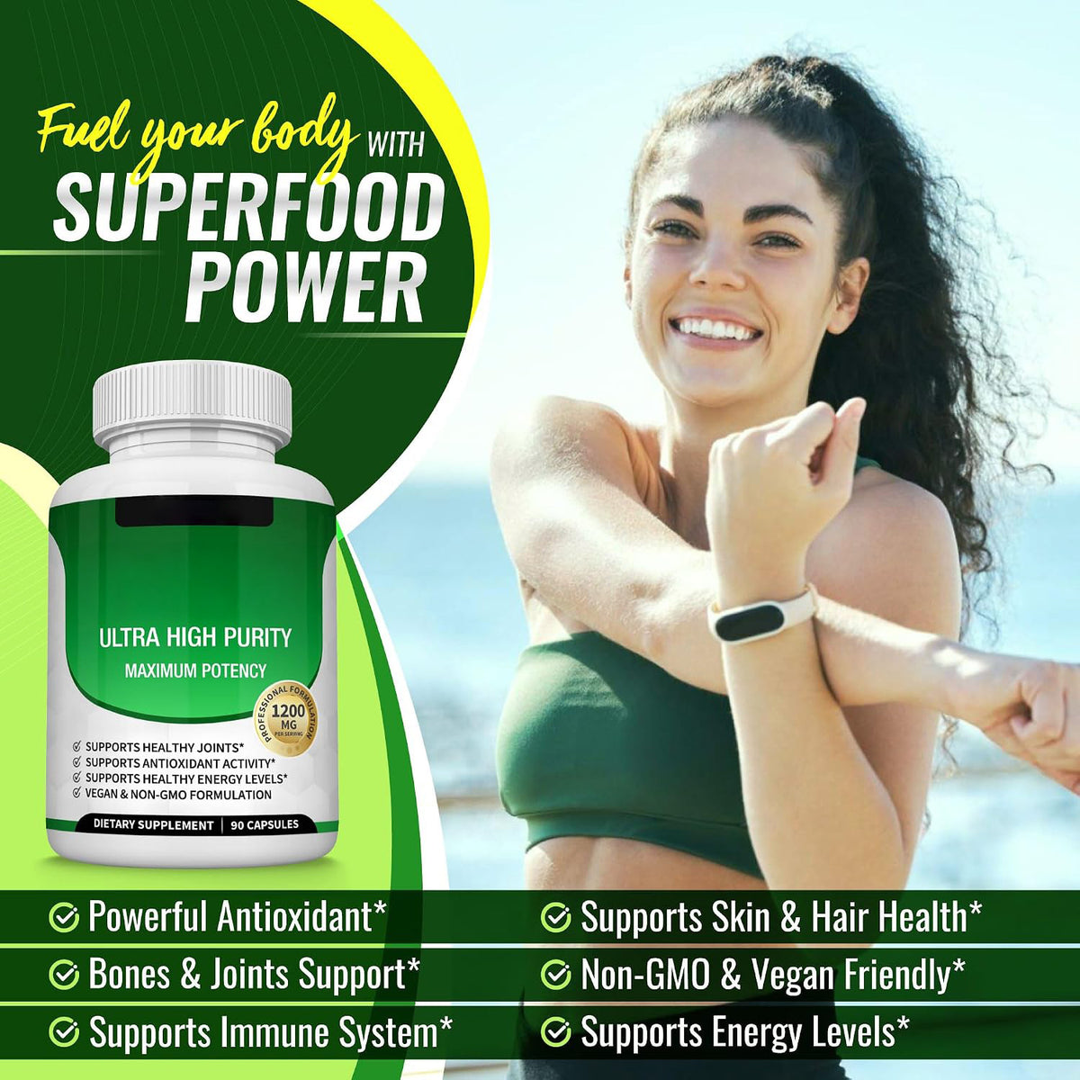 Toplux Moringa Capsules 1200mg – Pure Moringa Powder High Potency Leaf Extract Green Superfood Rich in Antioxidant, for Energy & Immune Support, Vegan Non-GMO 90 Capsules