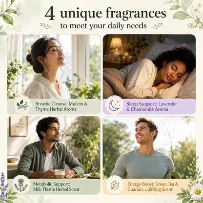 Four fragrances for breathing, sleep, metabolic support and energy