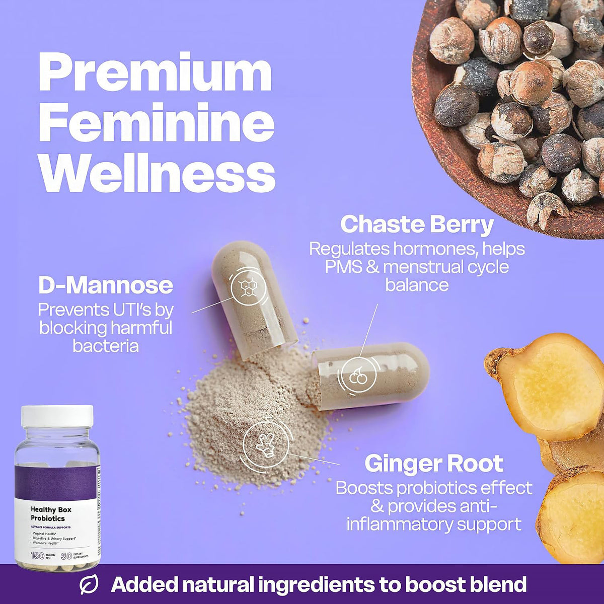 Her Fantasy Box | Healthy Box | Vaginal Probiotics for Women – Prebiotics + Advanced Lactobacillus Blend – Supports Natural Hormonal Balance – Feminine Health Support with Cranberry & D-Mannose