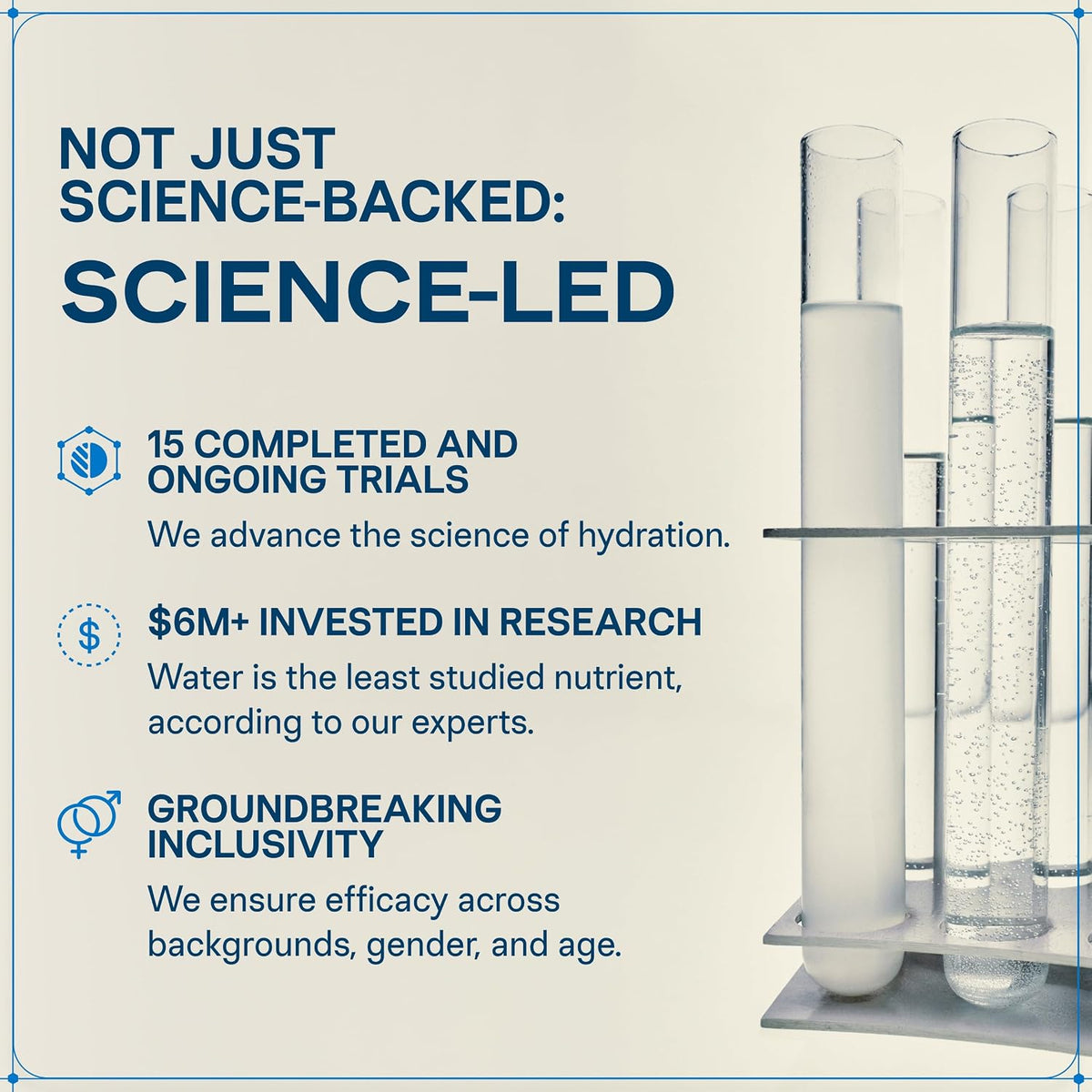 Science-led hydration graphic with clinical research notes