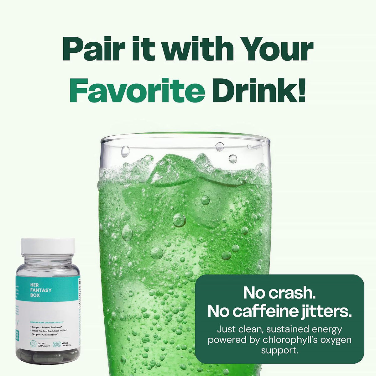 Her Fantasy Box | Body Magic | Chlorophyll Capsules - 30 Vegan Capsules for Detox, Digestion, Gut Health, Skin Support, and Oily Skin - Natural Energy Booster