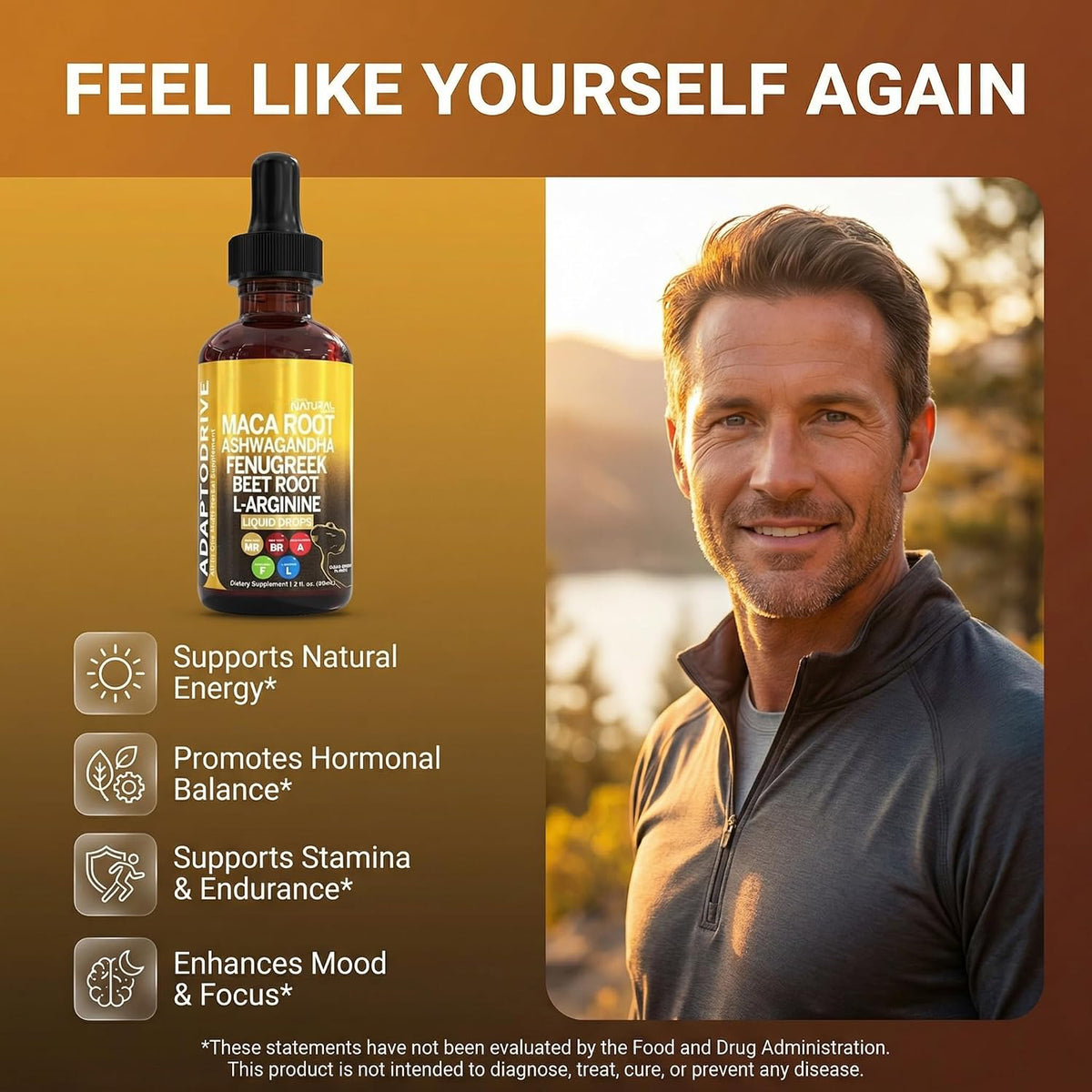 Clean Nutra Organic Maca Root Liquid Drops with Ashwagandha, Fenugreek, Beet Root and L-Arginine Liquid Multivitamin for Women and Men - Adapto Drive