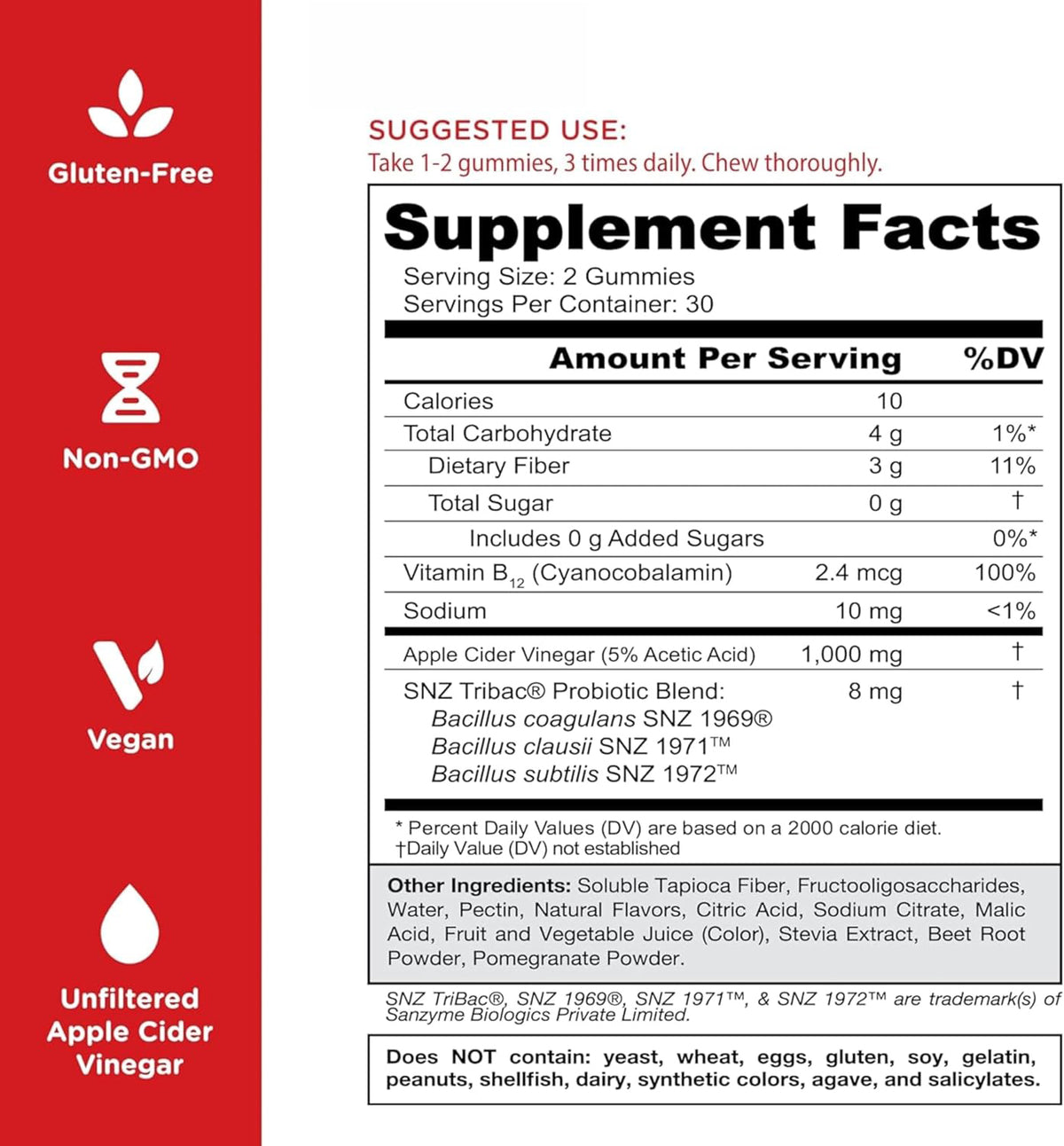 Goli Zero Sugar Apple Cider Vinegar Gummies - ACV with Vitamin B12 and Probiotics - No Sugar Alcohols - Vegan, Keto-Friendly, Gluten-Free