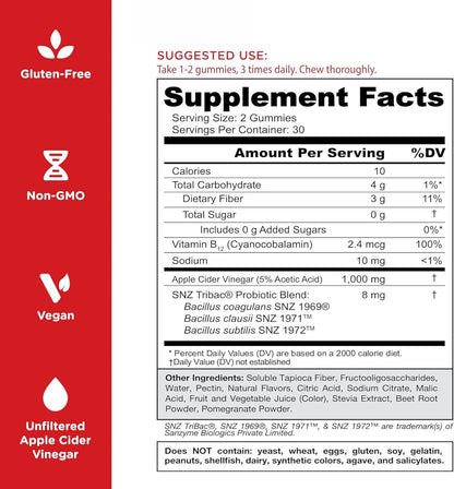 Goli Zero Sugar Apple Cider Vinegar Gummies - ACV with Vitamin B12 and Probiotics - No Sugar Alcohols - Vegan, Keto-Friendly, Gluten-Free