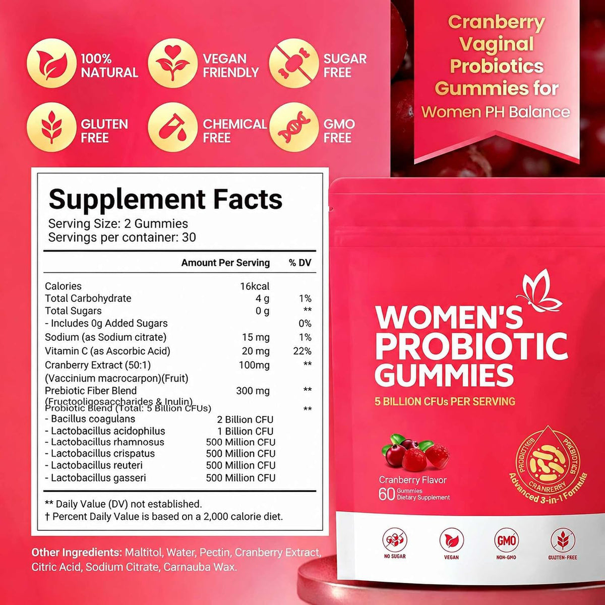Women Probiotic Gummies, Vaginal Probiotics for Women