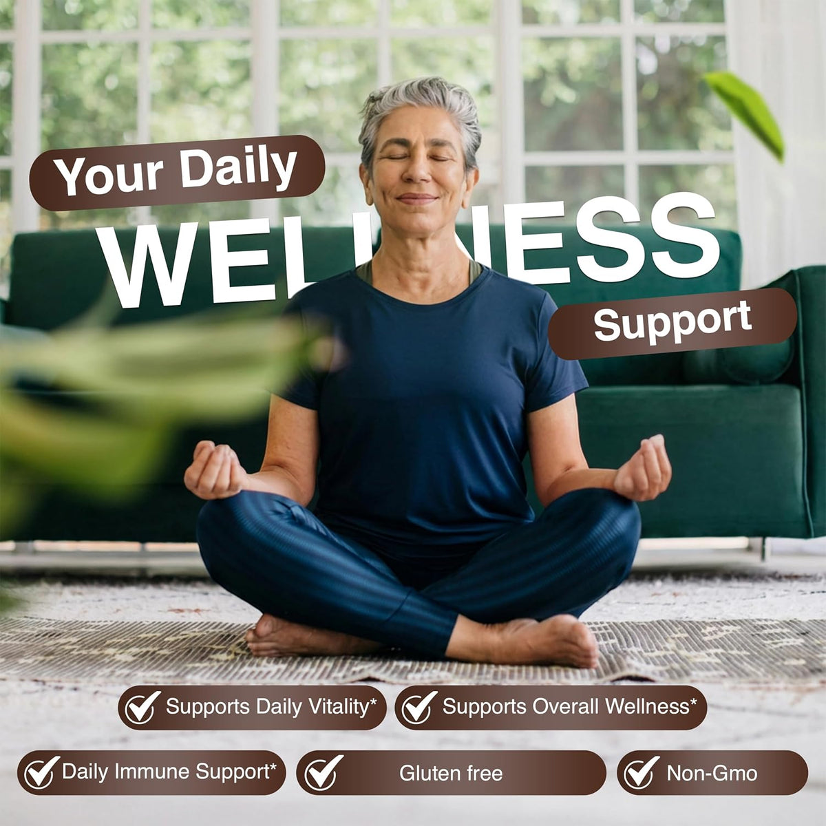 Woman meditating for daily wellness support