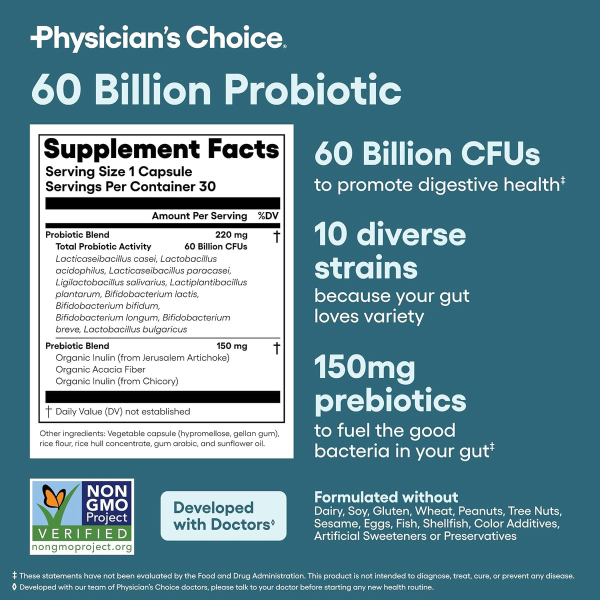 Supplement Facts panels for the probiotic and the digestive enzymes