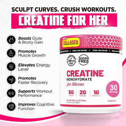 Old School Labs Creatine for Women with Collagen and BCAA, Unflavored