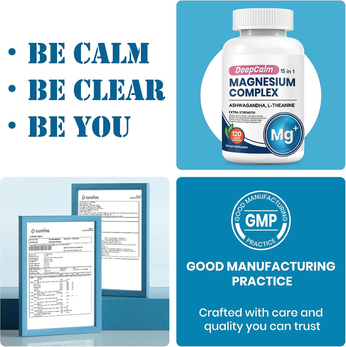 Packaging graphic with quality badges for the magnesium complex