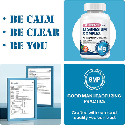 Packaging graphic with quality badges for the magnesium complex