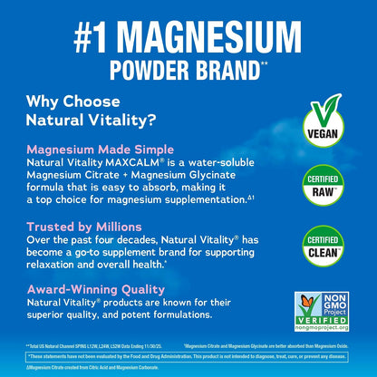 Why choose this magnesium powder graphic with vegan and non-GMO badges