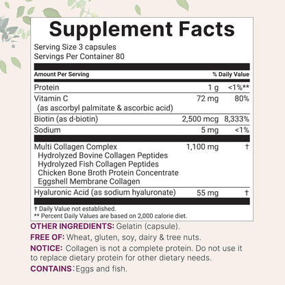 Micro Ingredients Multi Collagen Peptides Pills, 240 Capsules
