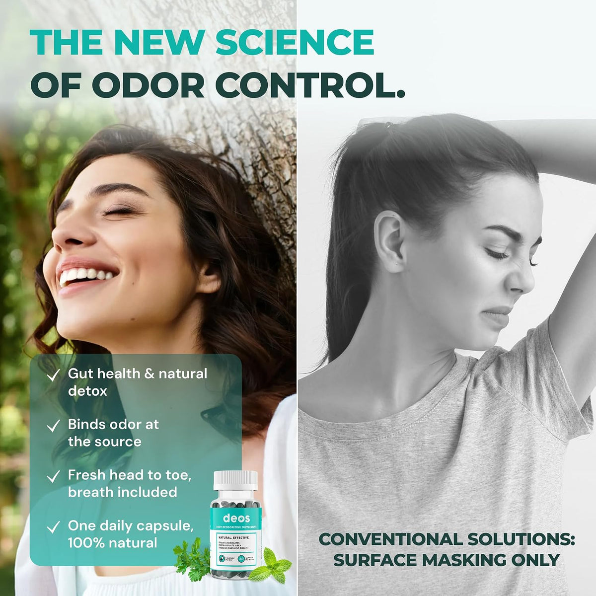 DEOS® Internal Deodorant Supplement [Natural Odor Control] Capsules 2x30 Pcs