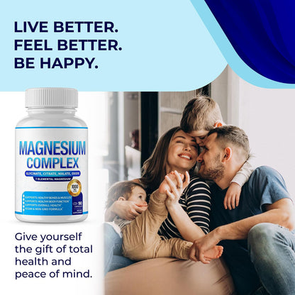 Magnesium Complex 7 Elemental Magnesium Supplement 1000mg – Magnesium Glycinate, Citrate, Malate, Taurate, Oxide, Aspartate, Orotate Non-GMO 90 Capsules (Pack of 1)