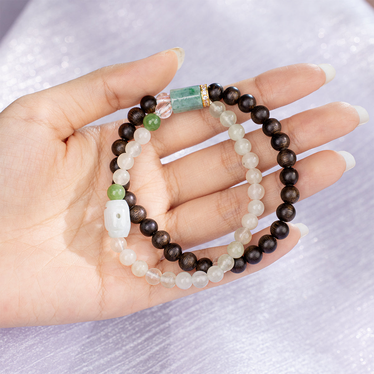 .6Diy A Agarwood & Jade Bracelet Agarwood Jade for encourage prosperity