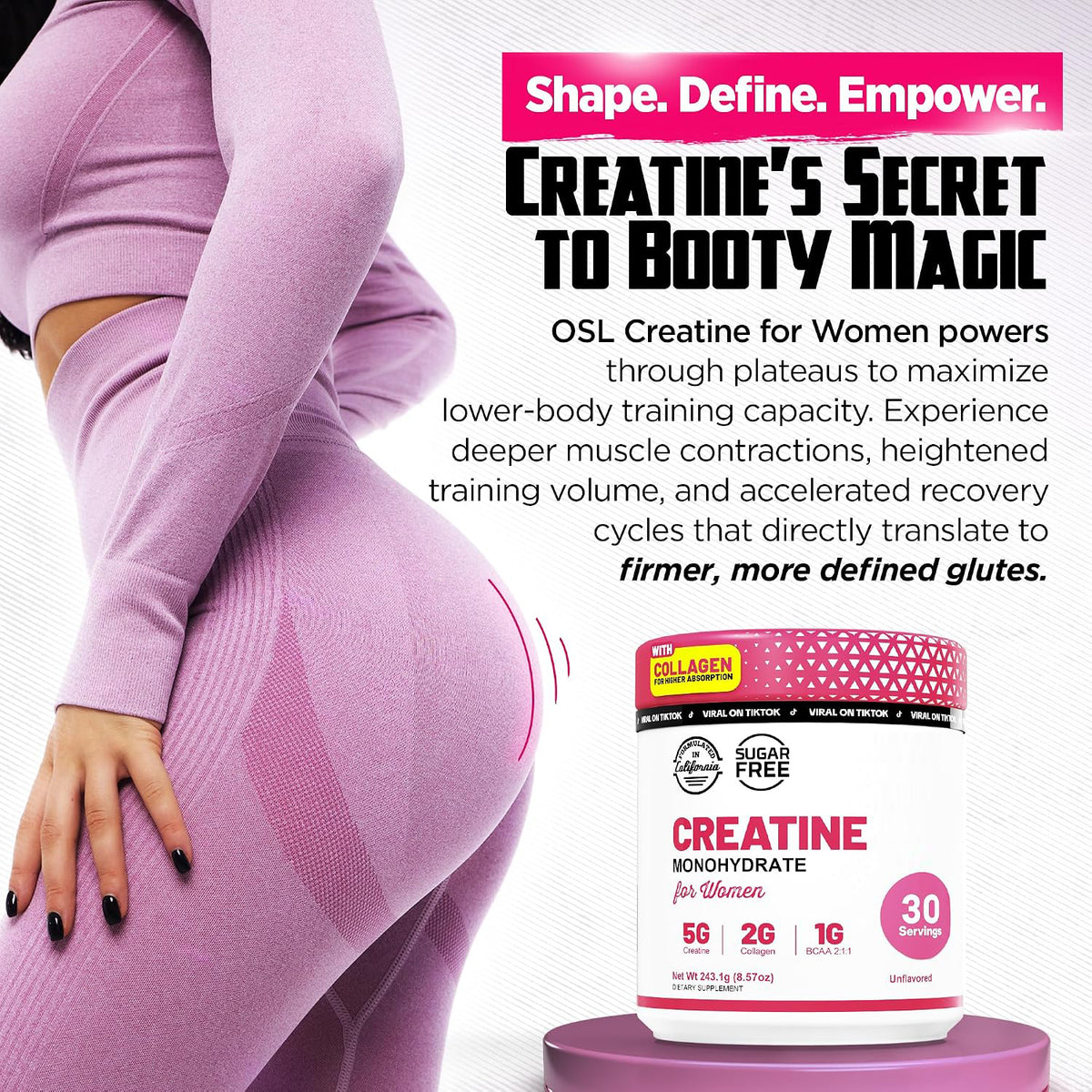 Old School Labs Creatine for Women with Collagen and BCAA, Unflavored