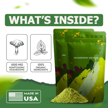 RYZE Mushroom Matcha Starter Kit, USDA Organic with 6 Adaptogenic Mushrooms and Ceremonial-Grade Japanese Matcha, Energy, Focus, Digestion, Immunity with Turkey Tail, Shiitake, Reishi, 60 servings