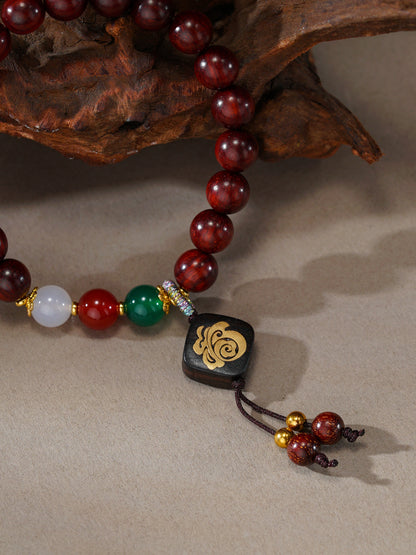 VerdantStrand Blood Sandalwood & Agate Blessing Bracelet